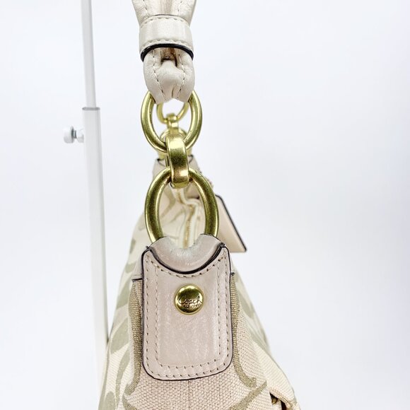 COACH Kristin Signature C Beige Gold Linen Hobo Handbag - M1082-16817 - Picture 10 of 14